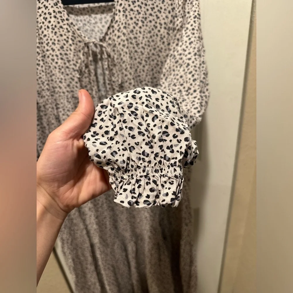 Carly Jean Laurel Maxi Dress Tiered Animal Print Tan Oversized Boho , M - Picture 5 of 11